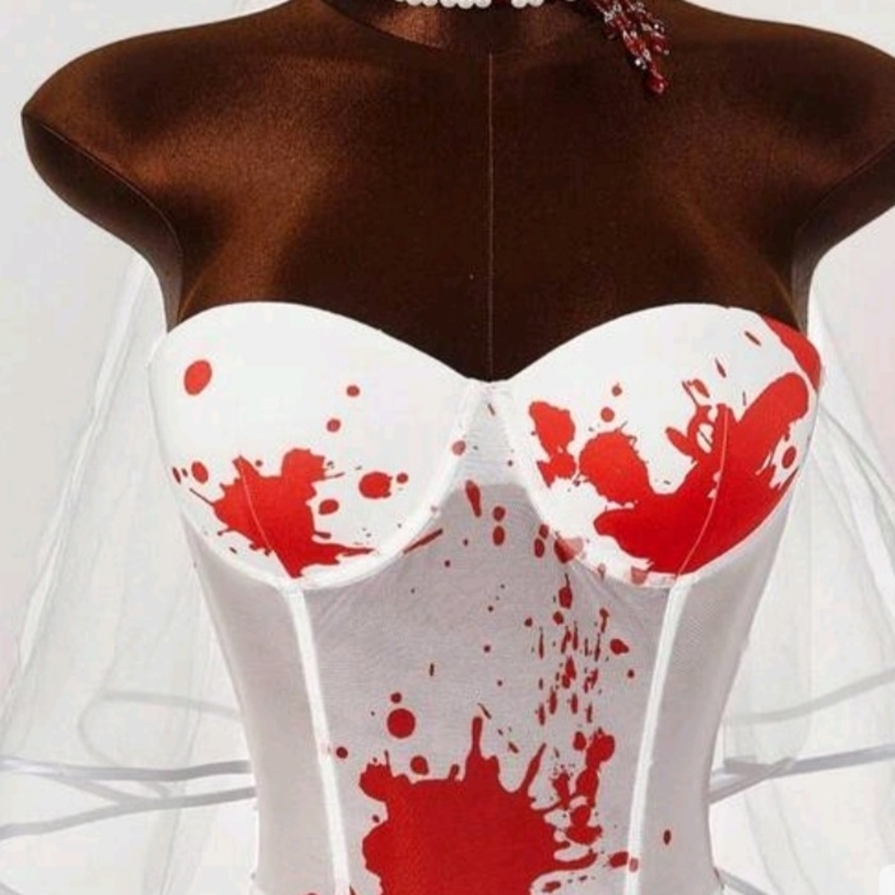Bold Red Splatter Strapless Corset